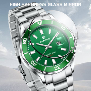 Reloj de Cuarzo para Hombre Bangwei, Esfera Verde, Correa de Acero Inoxidable, Resistente al Agua 10 Bar, Diseño Clásico - Product Image 3