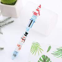 Stylo bille en plastique à 6 couleurs à base d'huile, fonction clic, motif dessin animé, cadeau de Noël original pour étudiants et enfants, écriture 0,5 mm