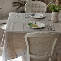 Nappe en lin lavé, élégante, style campagne française, blanche unie, avec effet froissé naturel, pour table à manger, décoration de mariage