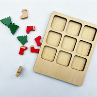 Jeu de Tic Tac Toe en bois Tailai, ornement décoratif artisanal en bois en forme de chaussette de Noël, jeu de table familial, cadeau