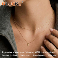 LUCKYJIU Fabricants de bijoux personnalisés Collier minimaliste superposé en acier inoxydable plaqué or 18 carats étanche pour femme au quotidien