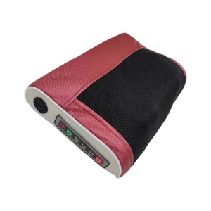 Oreiller de massage pour le cou, pétrissage, batterie au lithium rechargeable, 6 boutons, massage mécanique rouge et blanc cassé - Product Image 1
