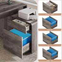 Bureau de direction moderne et durable en forme de L avec 2 tiroirs, bureau d'ordinateur en bois et design modulaire