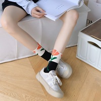 Chaussettes décontractées en coton pour femme, mi-mollet, à motif floral tridimensionnel à petits pétales, style forêt doux, passe-partout, pour l'été