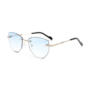 2024 Fashion Vintage Color Metal Frame Rimless Sunglasses Retro Outdoor Travel Sun Glasses