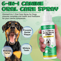Oimmal Spray buccal pour chiens 150 ml – Rafraîchit l'haleine, nettoie les dents, combat le tartre – Solution dentaire pour animaux de compagnie