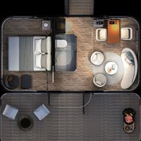 Dôme de Glamping Modulaire Préfabriqué Intelligent en Acier, Capsule Spatiale de Luxe, Maison Moderne à Longue Durée de Vie, Résistante aux Séismes, 2 Chambres et Salle à Manger