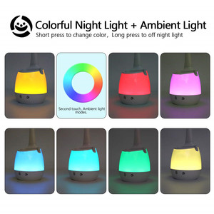 Candeeiro de mesa com relógio, luminária de mesa com suporte para caneta e calendário e luz noturna RGB - Product Image 2