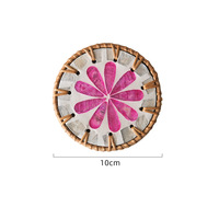 Sous-verre en rotin platine tressé à la main, motif naturel fruits et fleurs, anti-brûlure, pour pique-nique, thé et café