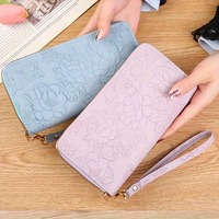 Dompet timbul untuk wanita, ritsleting panjang, desain modis, tempat uang kertas besar, tempat kartu kapasitas besar sederhana untuk wanita
