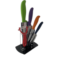 Ensemble de couteaux en céramique avec éplucheur et support en acrylique, couteaux de 6 pouces, 5 pouces, 4 pouces, 3 pouces, emballage personnalisé
