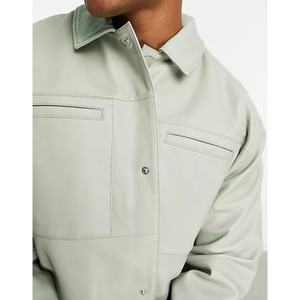 Veste en cuir oversize de haute qualité pour l'hiver, avec fermeture à boutons-pression - Product Image 4