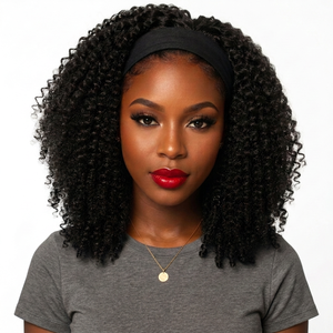FH En stock Perruque bandeau en cheveux humains bouclés crépus, Cheveux vierges brésiliens, Perruques bob bandeau - Product Image 1