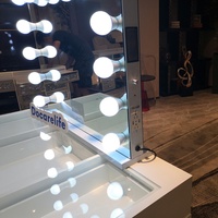 Stock en NOUS! Docarelife — coiffeuse de femme à miroir éclairé, commode de maquillage moderne Hollywood, pour chambre à coucher