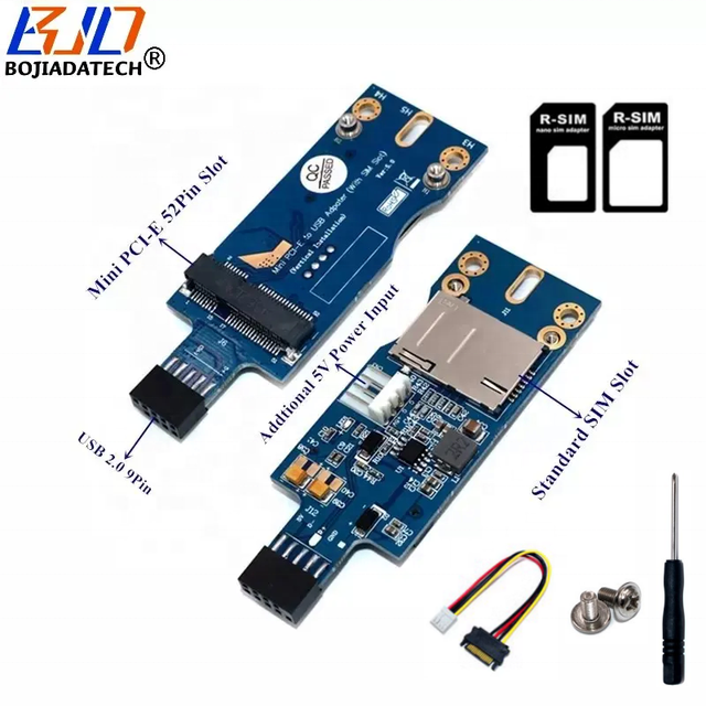 Factory Wholesale USB 2.0 9Pin Header to Mini PCI-e MPCIe Wireless Module Adapter 1 SIM Card Slot for 4G 3G LTE WWAN Modem