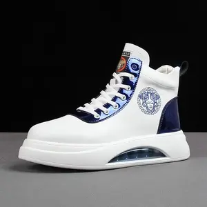 European and American New Trendy Thick Sole Short Boots Air Cushioned High Top Casual Men's Board Shoes