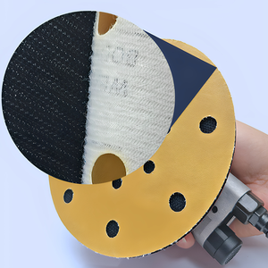 Papel de lija seco de 6 pulgadas, papel de lija de terciopelo con respaldo de arena amarilla, pulido de coche, disco abrasivo flocado, 17 agujeros, 15 agujeros, 6 agujeros para - Product Image 3