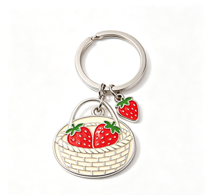 Porte-clés en métal personnalisé en émail, panier de fraises, alliage de zinc, léger, cadeau promotionnel - Product Image 5