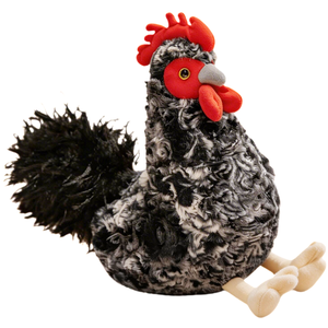 Juego de 2 Peluches de Gallina con Diseño Moteado, Pelaje Rizado, Cola Larga y Cola Corta, Regalo de Animales de Granja - Product Image 2