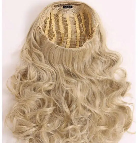 Colored Half Up Half Down Blonde Clip in Upart U Shape Curly human 3/4 Half U Part Hair Wigs Ombre Afro