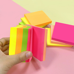 Fluorescent Sticky Notes Simple Solid Color Tearable Memo <b>Pads</b> Office Note <b>Paper</b> Student Self-Stick Notes - Product Image 2