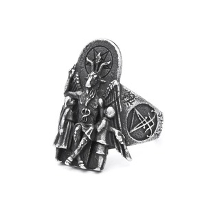 Yunnique Iron Warrior – Bague en acier inoxydable avec tête de taureau Anubis et crâne, bijoux punk pour homme, cadeau pour toutes occasions - Product Image 5