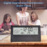 Despertador de escritorio del tiempo digital LCD transparente con alarma de escritorio transparente 12/24H con humedad del calendario