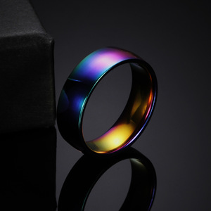 Titanium Steel Rainbow <b>Ring</b> 6Mm Electroplated Fashion Women's Jewelry Gift - Product Image 3