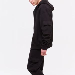 Sweat à capuche zippé surdimensionné personnalisé blanc 100% coton polaire goutte épaule Vintage Boxy recadrée Baggy Streetwear à capuche pour hommes - Product Image 4