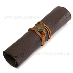 Customized leather multi-functional <b>tool</b> <b>bag</b>, <b>roll</b>-up storage <b>bag</b>, hair scissors folding leather case. - Product Image 2