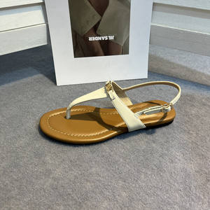 여름 여성 정품 가죽 레트로 캐주얼 플랫 끈 팬티 Zoris 로만 샌들 - Product Image 5