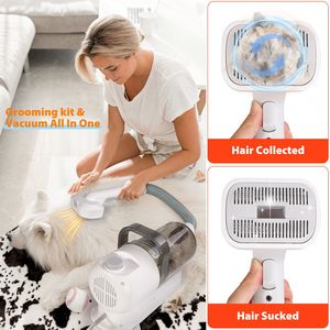 <span class=keywords><strong>Brosse</strong></span> à cheveux multifonctionnelle pour animaux de compagnie pour chiens ensemble de nettoyage sous vide avec coupe-cheveux intégré - Product Image 2