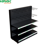 Étagère de présentation robuste en métal Highbright pour supermarché, 3 niveaux, étagères arrière solides, antidérapantes, installation rapide, revêtement en poudre époxy