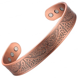 99.9% Pure <b>Copper</b> Vintage Geometric Bezel Setting Cuff <b>Bracelet</b> Adjustable Solid Magnetic Arthritis Pain Relief Fashionable - Product Image 1