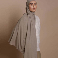 Hijab musulman en jersey côtelé de coton et bambou personnalisé 2026 pour femme – Châle extensible respirant grandes tailles Printemps-Été
