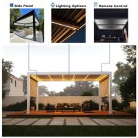 Pergola électrique pliable avec pare-soleil latéral, auvent motorisé vertical, cadre thermolaqué pour patio, jardin, balcon