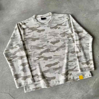 T-shirt à manches longues camouflage personnalisé pour homme, haut thermique en maille gaufrée de haute qualité, vente en gros, streetwear, hip-hop, t-shirts pour homme