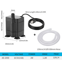 Pompe à eau submersible à faible bruit USB DC, petite pompe à eau à faible tension, pompe de circulation pour aquarium, pompe de filtration