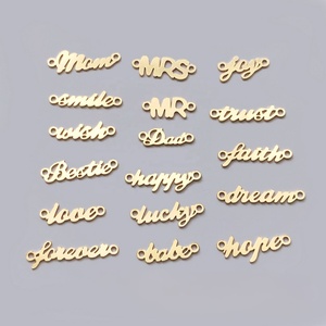 Connecteurs en or 14 carats plaqué or, maman, papa, amour, espoir, souhait, confiance, pour toujours, lettres, anti-ternissement, bijoux permanents, breloques - Product Image 2