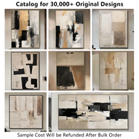 Art mural abstrait cubiste moderne, formes géométriques, peinture acrylique faite à la main pour la décoration de la maison, salon, toile avec cadre