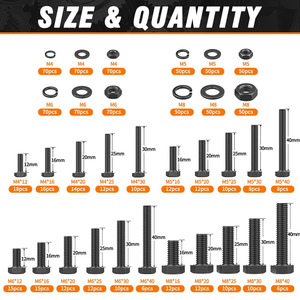 960pcs 12.9 Grade Black Hex Bolts Nuts Washers Assortment Auto Repair Hardware Set - Product Image 5