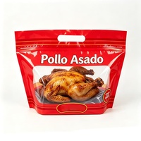 Sacs d'emballage personnalisés imprimés pour poulet rôti chaud, poulet frit entier, poulet de rôtisserie, avec fermeture éclair refermable pour micro-ondes
