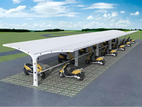 Estructura de Acero Ligera con Techo Tensado e Integración Solar, con Paneles Fotovoltaicos Incorporados, Servicios de Soldadura y Corte
