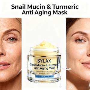 Masque facial anti-âge SYLAX à la mucine d'escargot et au curcuma, hydratant, anti-rides, soin de la peau pour peaux matures, traitement facial naturel et biologique - Product Image 4