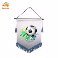 Sunshine spanduk gantung klub Satin awet bendera panji sepak bola Mini cetak kustom untuk pertukaran kipas pertandingan Universitas