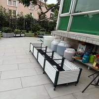 Jardinière en plastique PP imitation rotin, bac de plantation rectangulaire en osier tressé, jardin surélevé, écologique, durable, léger, avec roulettes et drainage