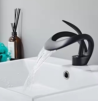 Robinet de lavabo de salle de bain monocommande chaud/froid en laiton noir mat certifié CE, à poser sur comptoir, vente en gros