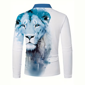 Camiseta Polo <span class=keywords><strong>de</strong></span> <span class=keywords><strong>Manga</strong></span> <span class=keywords><strong>Larga</strong></span> con Estampado 3D <span class=keywords><strong>para</strong></span> <span class=keywords><strong>Hombre</strong></span>, Primavera y Otoño, Estilo Casual y Moderno - Product Image 2