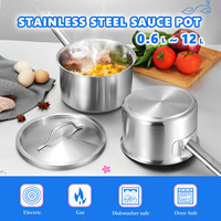 Pot à sauce commercial en acier inoxydable 0.6-12L avec couvercle, fond à triple couche, compatible avec cuisinière à induction et à gaz