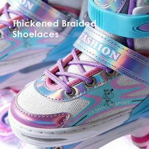 Patins à roulettes réglables pour filles ZHOYA SPORT avec <span class=keywords><strong>roues</strong></span> lumineuses clignotantes, patins à roulettes quad pour enfants en maille respirante, <span class=keywords><strong>4</strong></span> <span class=keywords><strong>roues</strong></span> - Product Image 3